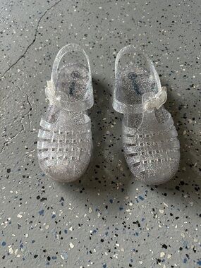 Cat and Jack 12 Kids Glitter Jelly Sandals - Clear Silver